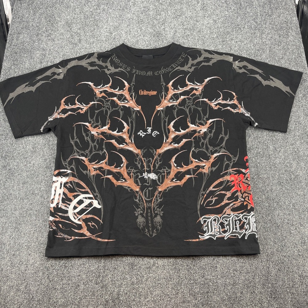Civil Regime x Bleach Anime T-Shirt Mens Large Black Roses From Concrete Graphic
